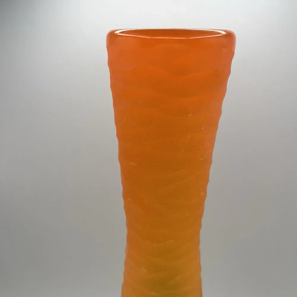 Glass Vase Green And Orange 15”